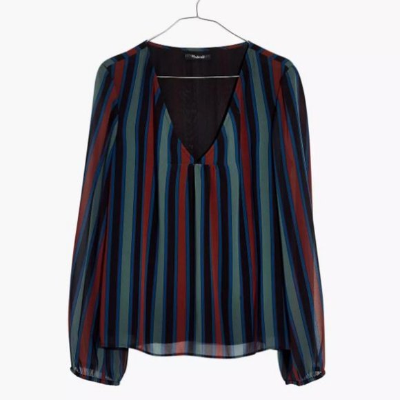 Madewell Tops - 🎉 Madewell Sheer Sleeve Top Academy Stripe Medium